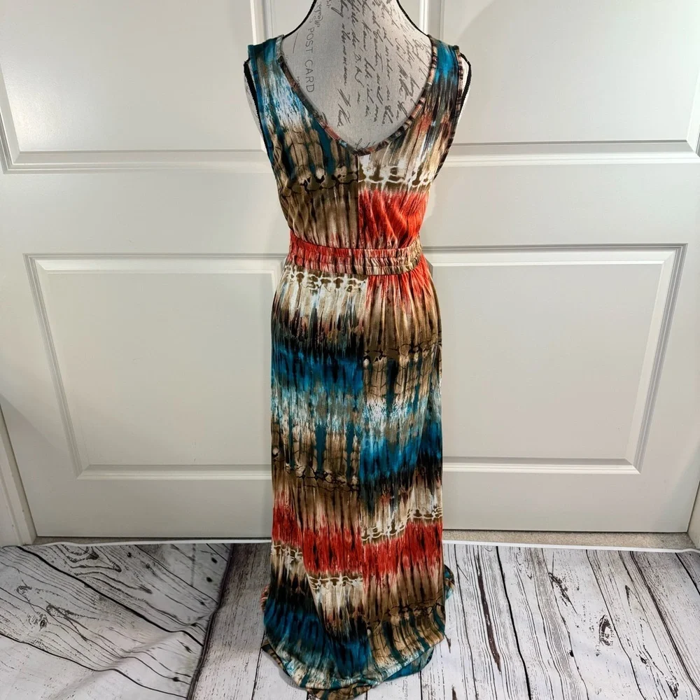 Romeo & Juliet Couture Elegant Multicolor Maxi Dress Medium - Picture 2 of 8